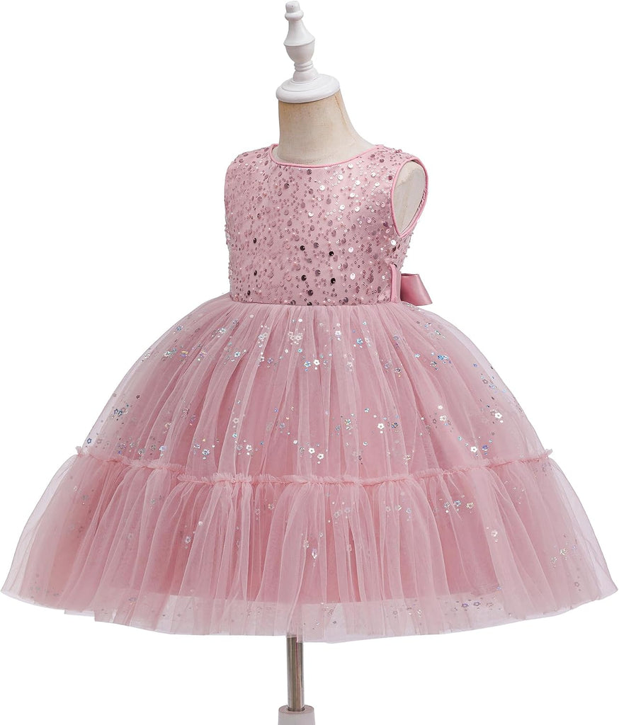Flower Girls Sequin Dress Formal Kids Tulle Tutu Wedding Princess Prom Pageant Birthday Party Ball Gown