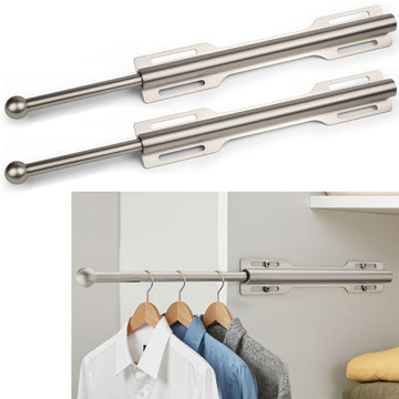 2 Pack Valet Rod for Closet Pull Out, Rod Laundry Room Bathroom, Nickel