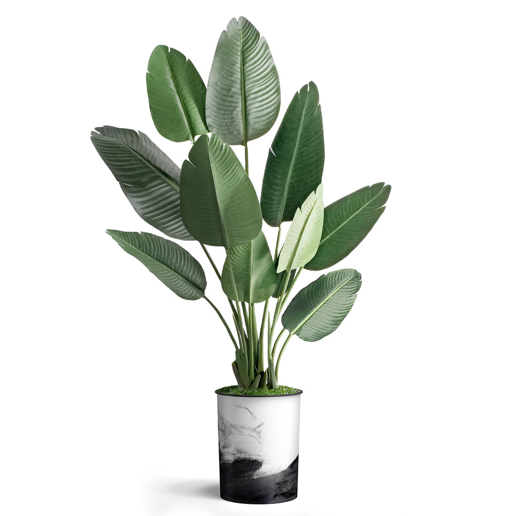 Artificial Tree in Contemporary Planter, Fake Bird of Paradise Silk Tree for Indoor and Outdoor Home Decoration - 58"