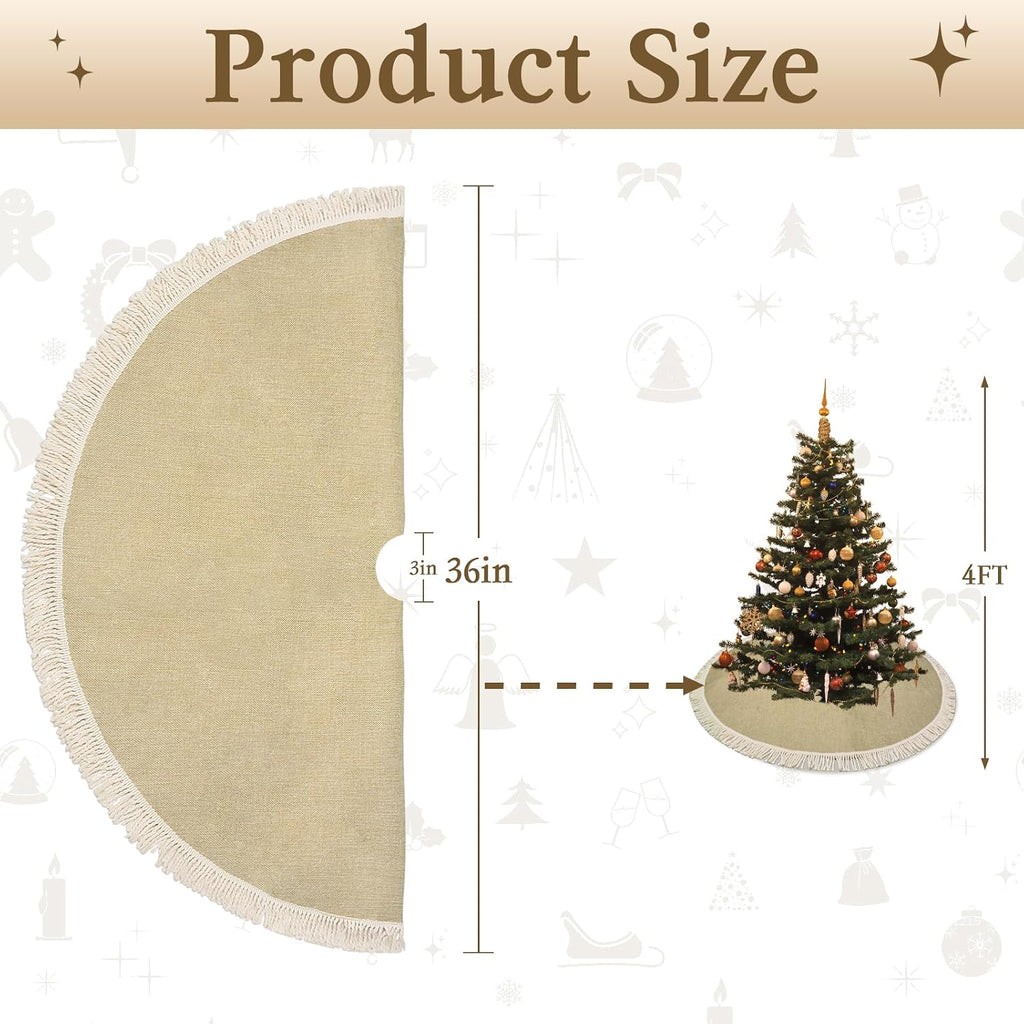 36" Burlap Tree Skirt with Tassel Farmhouse Jute Linen Fall Tree Skirt