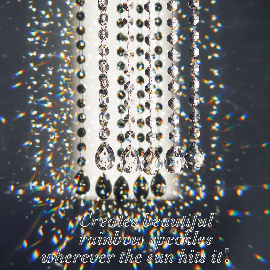 1ft Clear Crystal Prism Beads Strands, 10 Pack Chandelier Garland Crystals - Bauhinia Prism Pendant Gem Octagon Bead