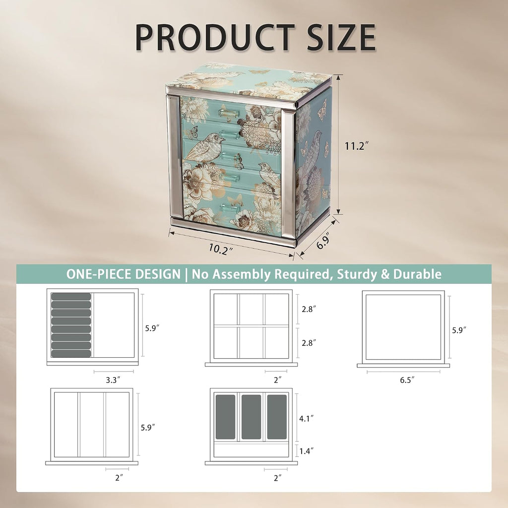 Glass Jewelry Box, 5-Layer Storage Case,Jewerly Boxes for Women