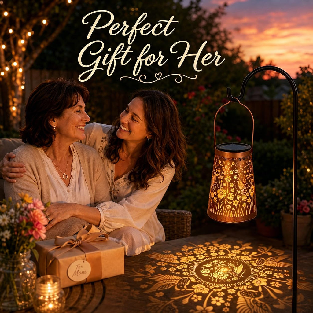 Hummingbird Solar Lanterns, Hanging Garden Lights, 4 Pack, Copper