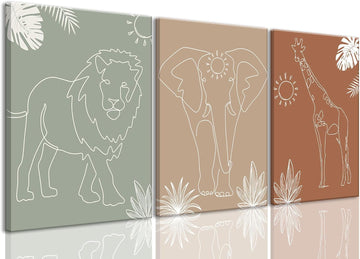 Nursery Wall Art Safari Animal Canvas Prints Boy Baby Room Decor