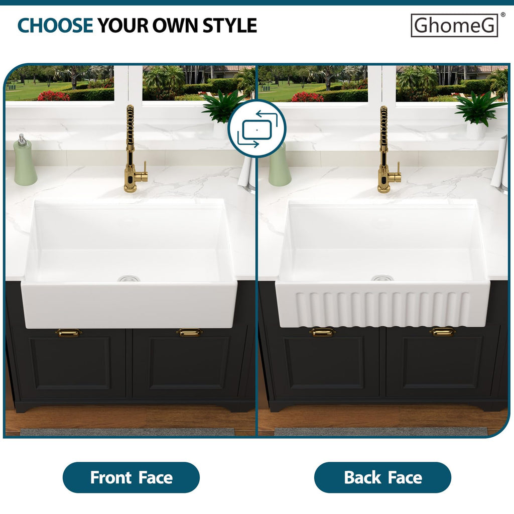 White Farmhouse Sink Workstation 33x20x10 Inch