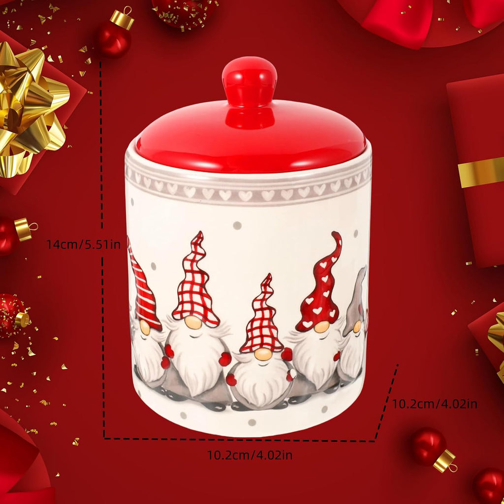 Cookie Jars with Airtight Lid, Christmas Themed Winter Holiday Ceramic Cookie Jar, Xmas Ceramic Storage Container