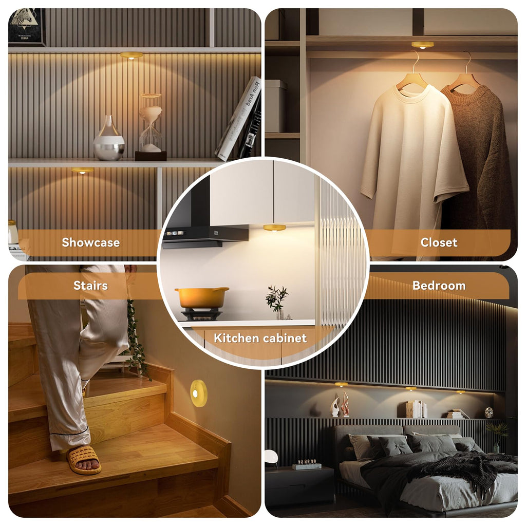 Rechargeable Puck Lights with Remote, 6 Pack Magnetic Under Cabinet Lighting, 1500mAh Battery Operated LED Tap Lights