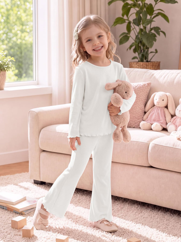 Toddler Baby Girl Long Sleeve Shirts and Flare Pants Set