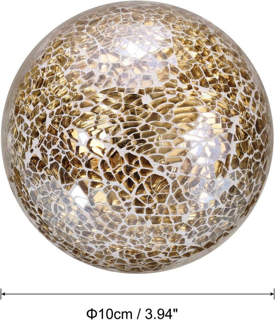 4" Decorative Balls, Mosaic Glass Balls, Decorative Table Sphere Orbs, Centerpiece Balls for Decorating Bowls - Set of 3