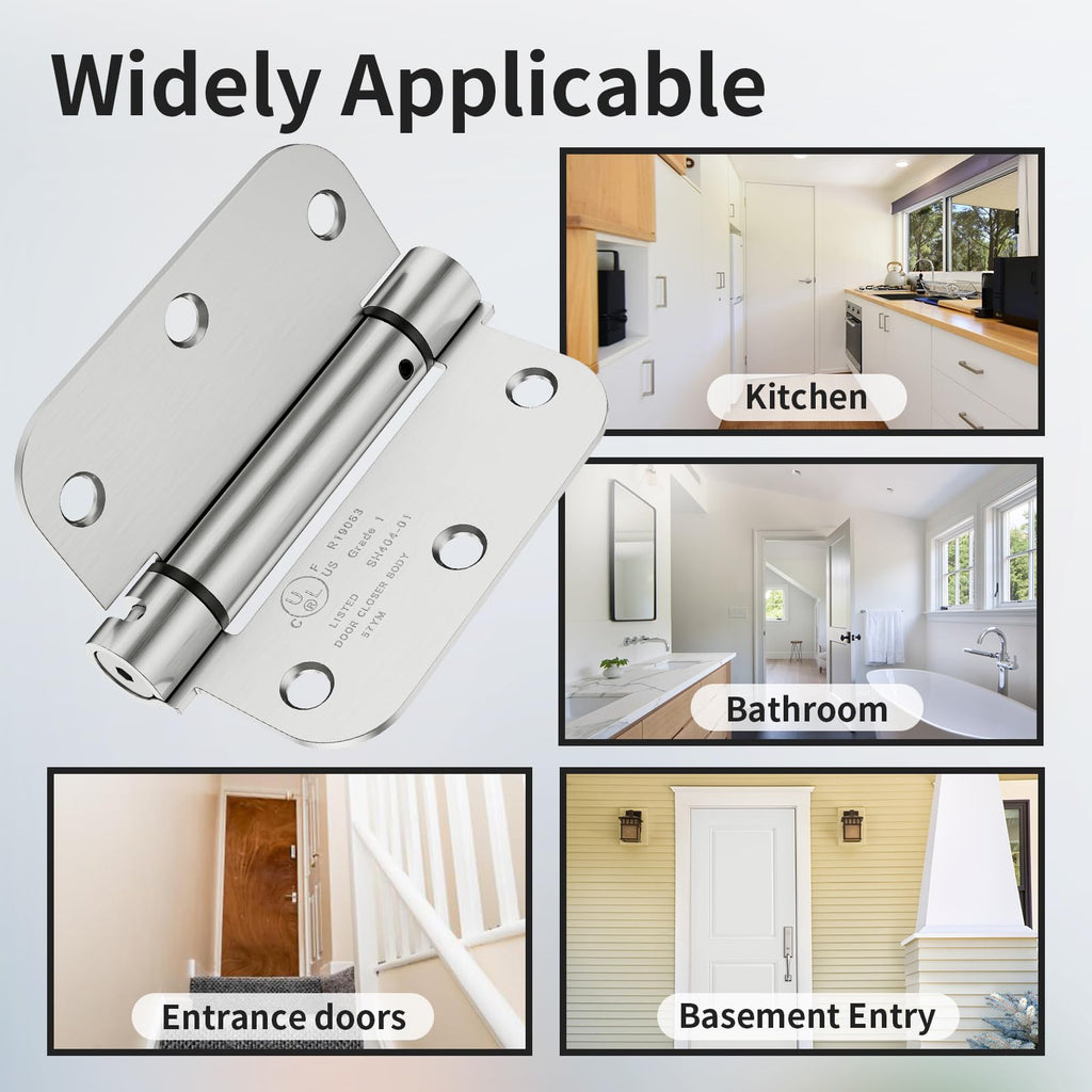 2 Pack Self Closing Door Hinges 3.5 Inch, Spring Hinges Self Closing