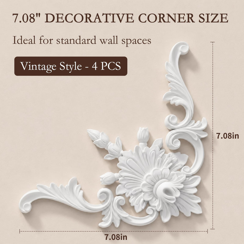 Corner Wall Molding, 7.08" French Style Decorative Trim