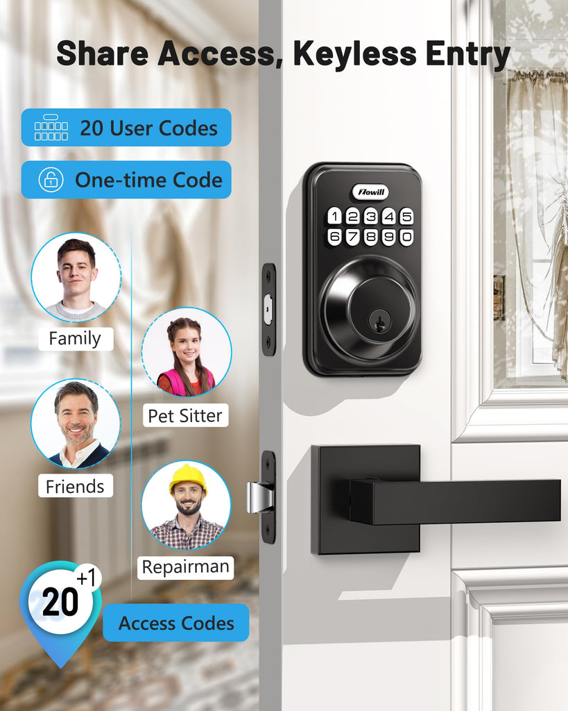 Keyless Entry Keypad Deadbolt Lock with Handles, Oil Rubbed Bronze
