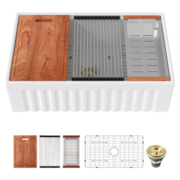 33 Inch Farmhouse Sink White Workstation