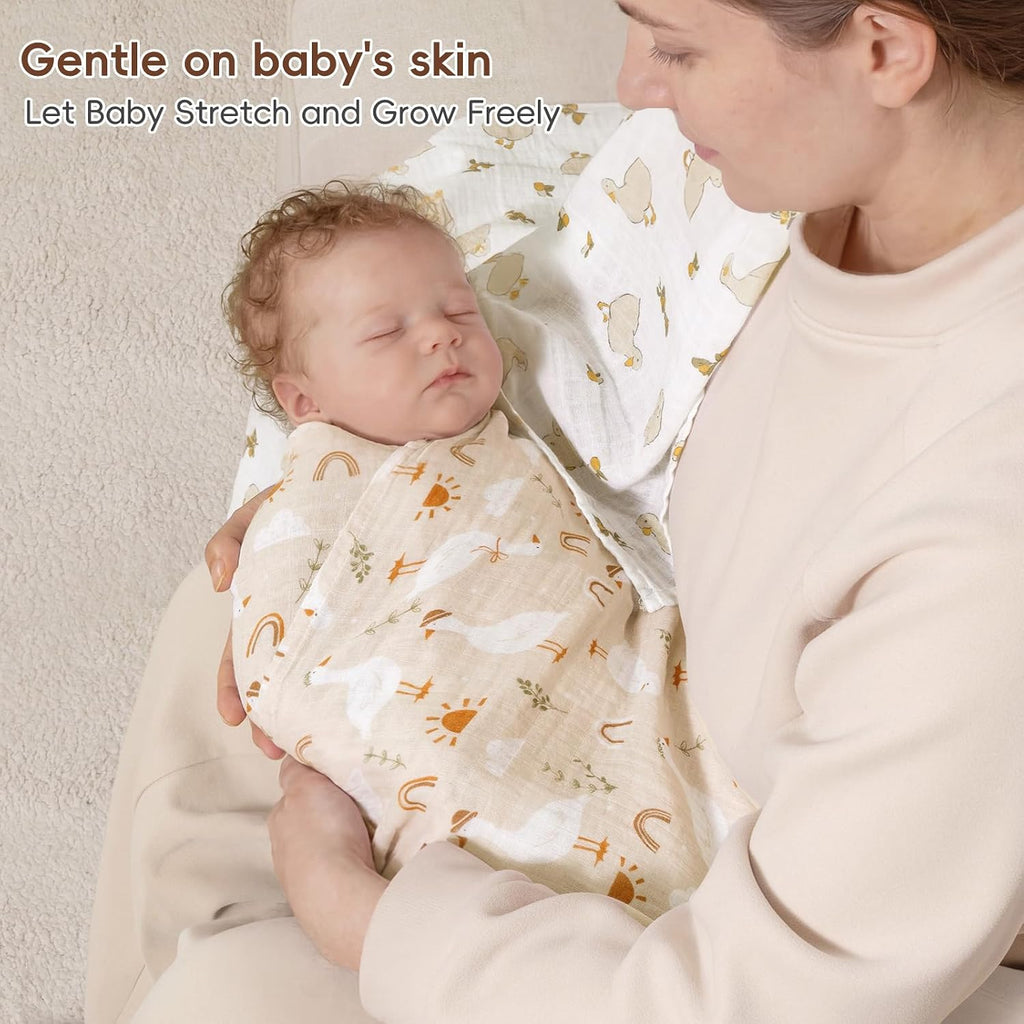 Muslin Swaddle Blankets, 4 Pack 100% Cotton Swaddle Blankets for Newborns, Soft Breathable 47 x 47 in Large Receiving