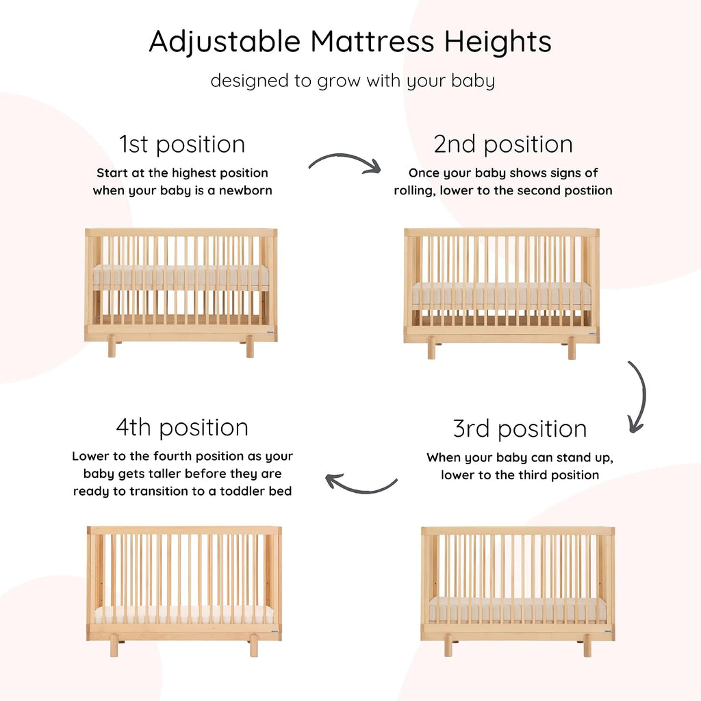 Baby Bliss 4-in-1 Convertible Wood Crib Bed, Made in Italy, Natural | Crib to Toddler & Day Bed, GREENGUARD Gold