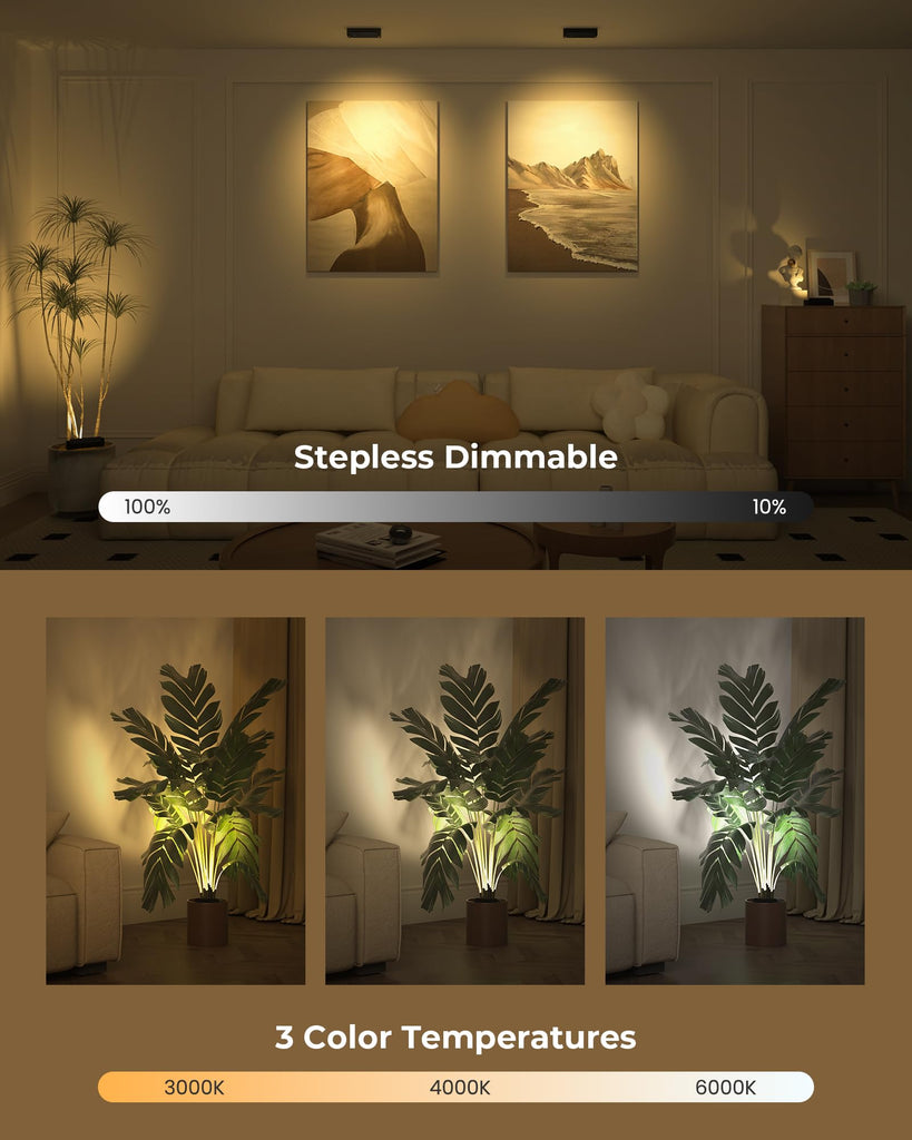 Spotlights Indoor with Daily Auto Timer, 5500mAh Rechargeable Plant Lights, Wireless Uplighting with Remote, 3CCT &