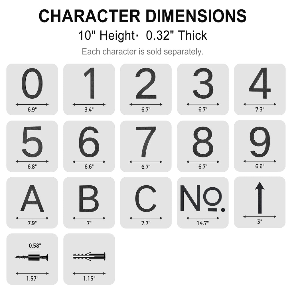 10 Inch Black House Numbers for Outside, Large Address Numbers (B)