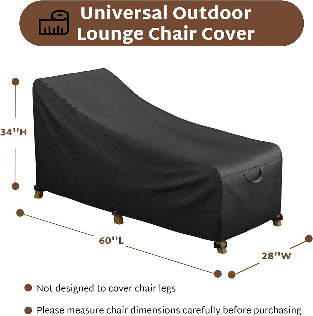Outdoor Lounge Chaise Chair Cover 60L x 28W x 34H inch Waterproof Patio Furniture Covers Lawn Pool Chair Cover 2 Pack