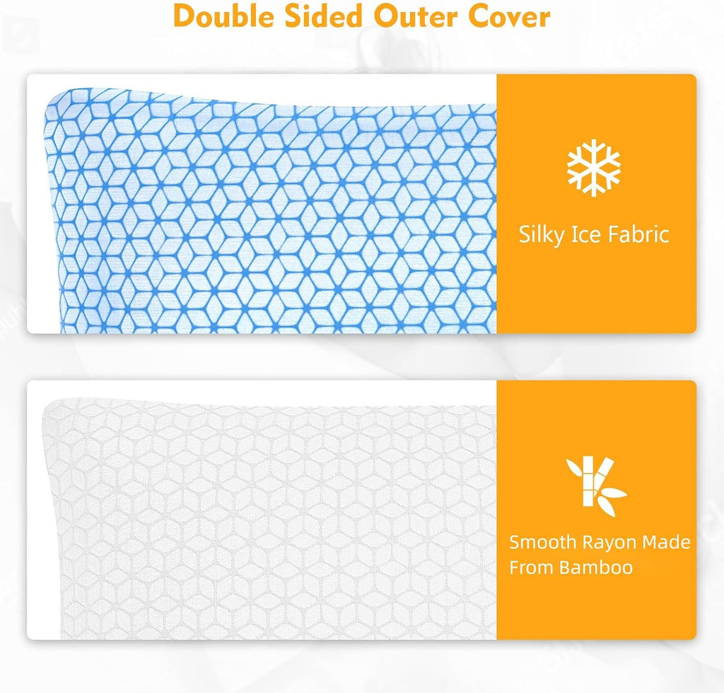 King Size Pillows, Shredded Memory Foam Pillows King 2 Pack | Firm and Cooling Pillows King Size Set of 2, Firmness