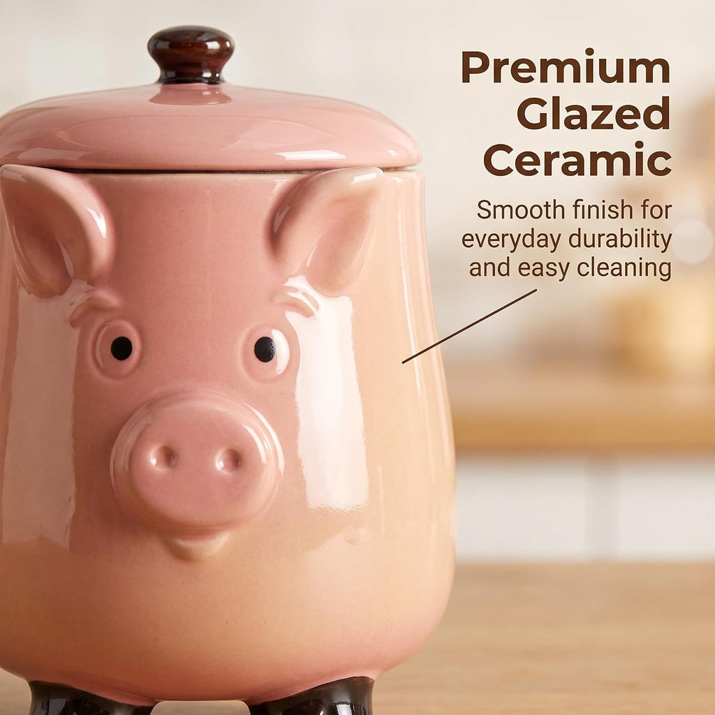 Ceramic Pig Cookie Jar with Airtight Lid Counter Candy Canister