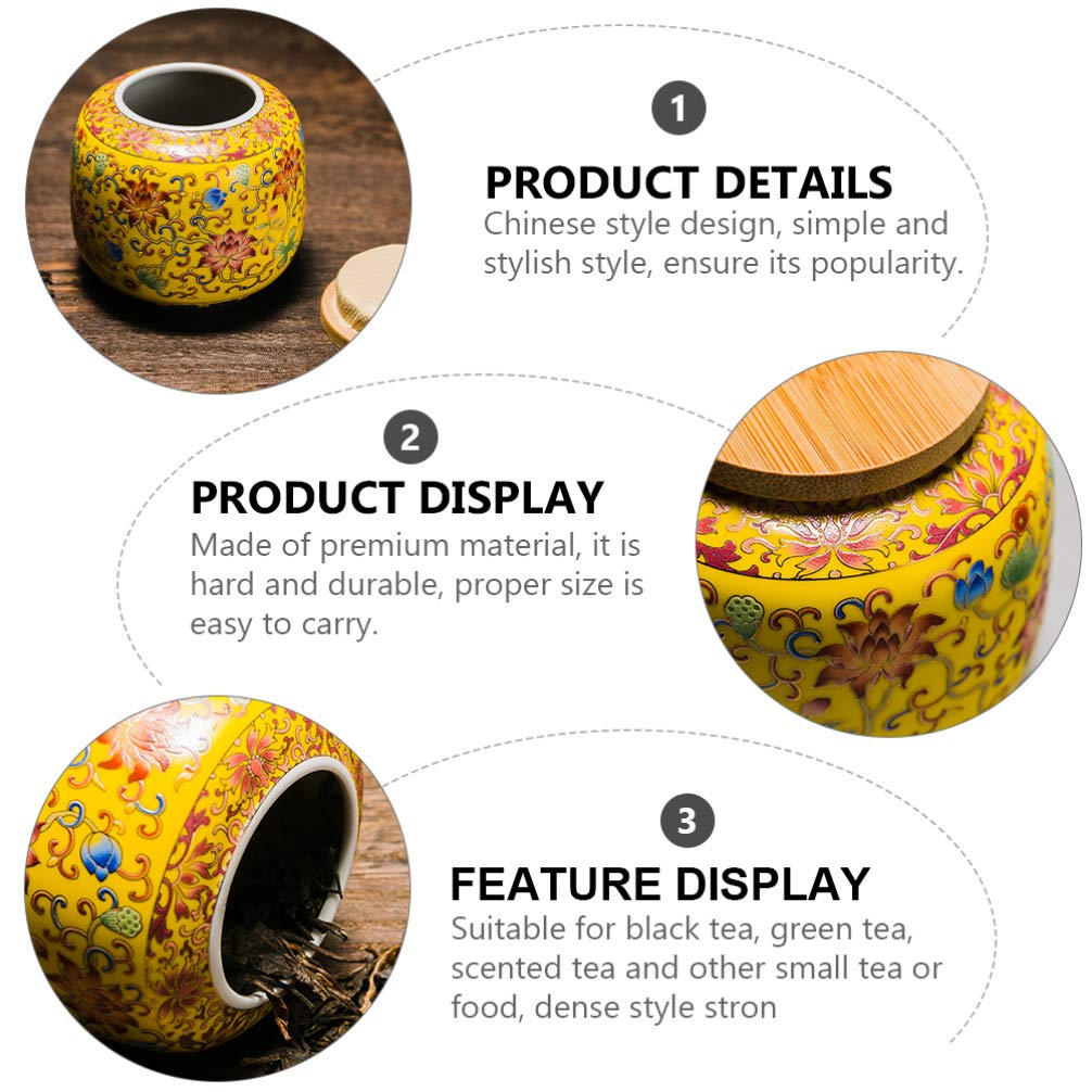 Ceramic Tea Canister with Airtight Wood Lid Vintage Chinese Style Tea Storage Jars Traditional Tea Tins Cans Tea