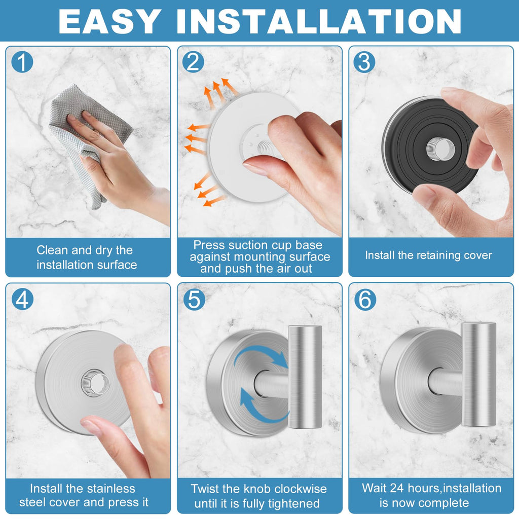 Suction Cup Hooks for Shower, No Drill Towel Hooks s