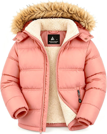 Boys Girls Winter Puffer Jacket Water Resistant Hooded Coat