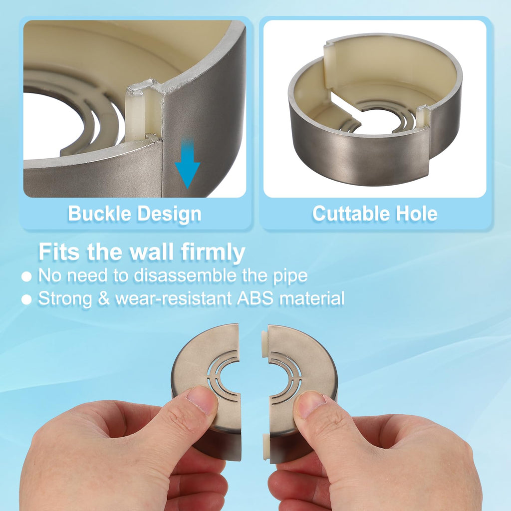 Wall Split Flange 0.8/1/1.3 Inch, 1" Thicken Cuttable ABS Round Escutcheon Plate Cover Buckle for Water Pipe Faucet