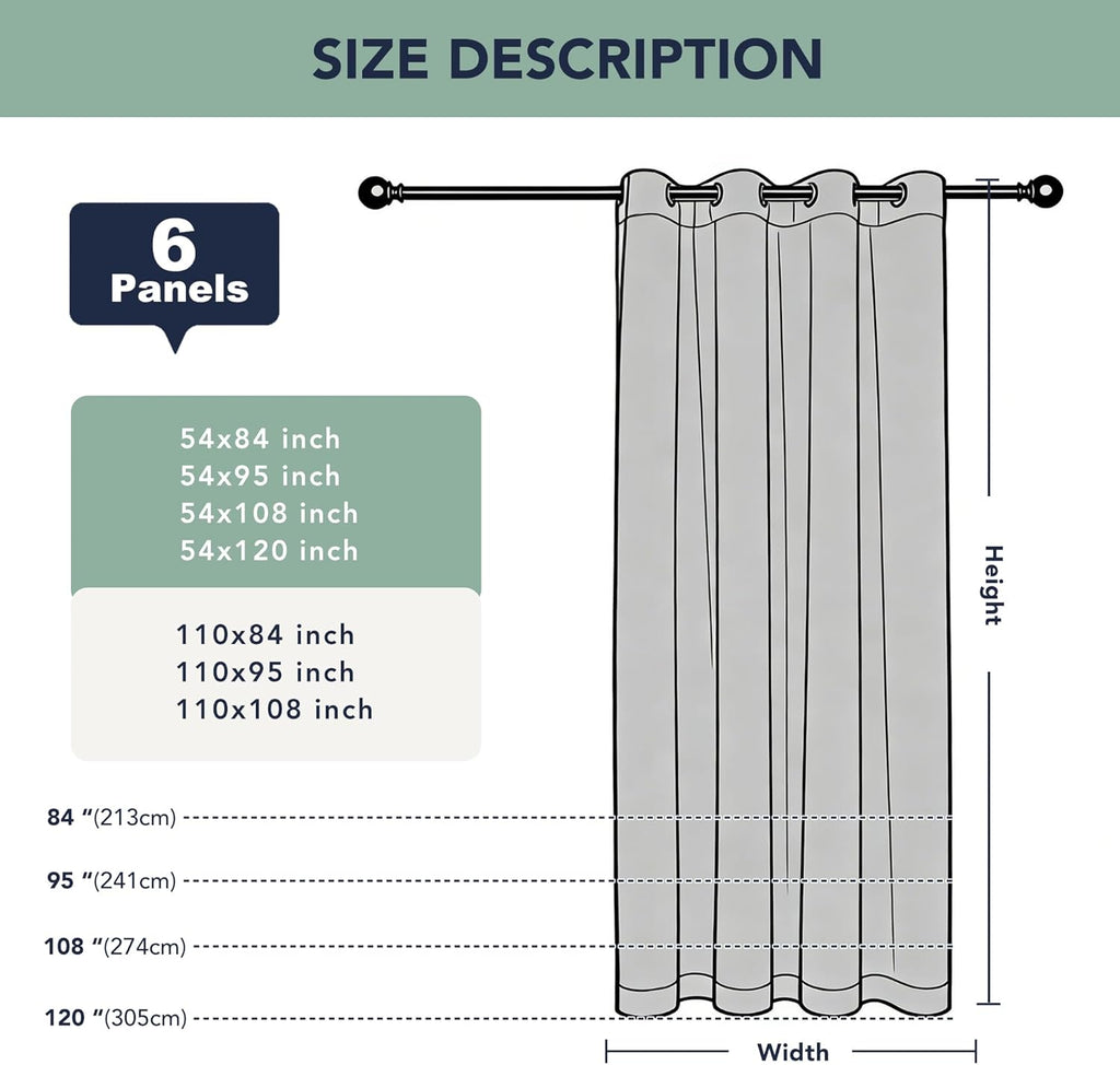 Outdoor Curtains Waterproof, 6 Drape Panels, Sun Shades | Privacy & Weatherproof, Outside Curtains for Porch, Gazebo