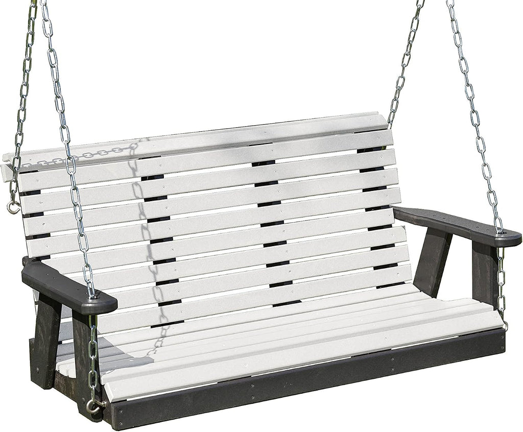 Poly Lumber Wood 5FT Porch Swing Amish Craftsmandship Made in USA HDPE with No wood fibers and 1000 lbs Limit.