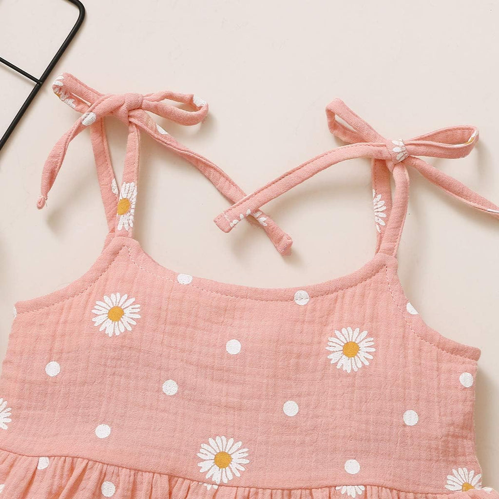 Toddler Baby Girl Summer Clothes Daisy Floral Print Halter Ruffle Tank Tops Shorts Outfits set