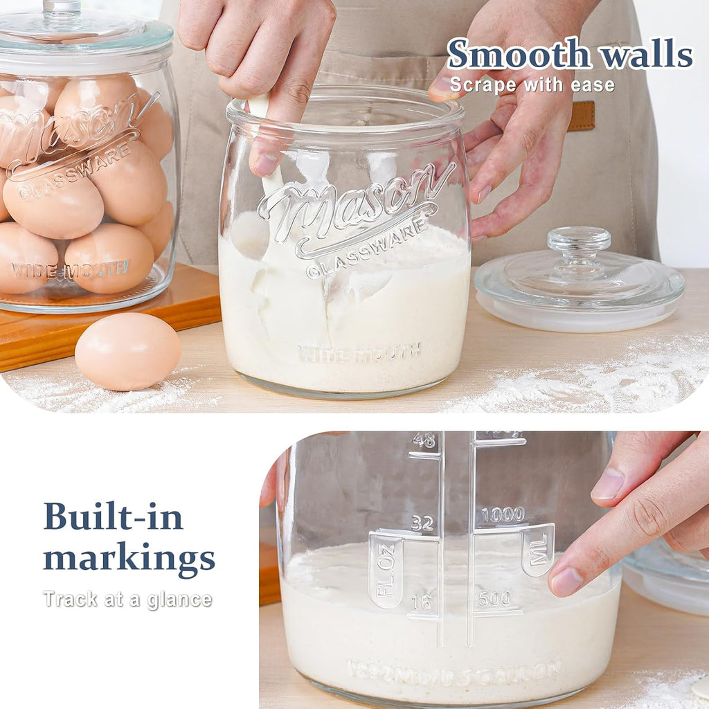 Wide Mouth Cookie Jar, 1/2 Gallon Glass Jar for Airtight Food Storage, 64oz