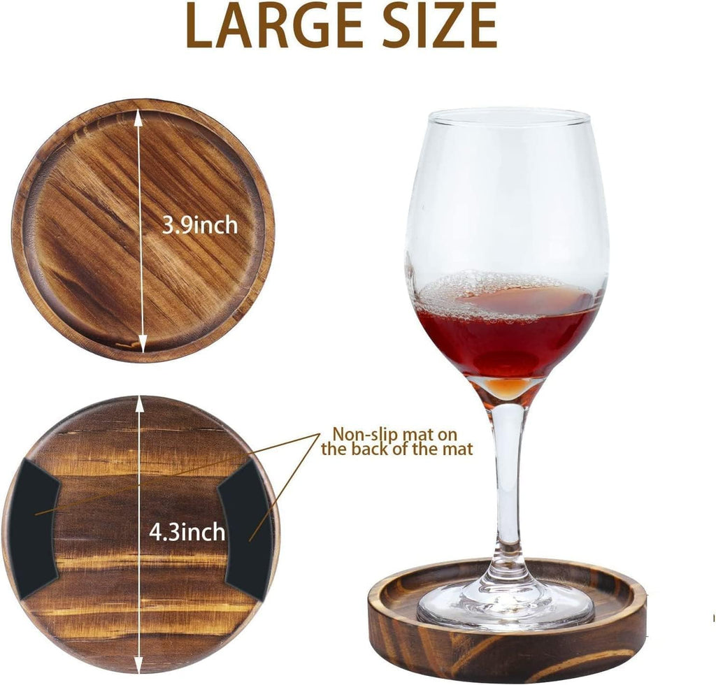 Wooden Coasters for Drink-Acacia Wood Drink Coasters Set with Holder - Set of 6