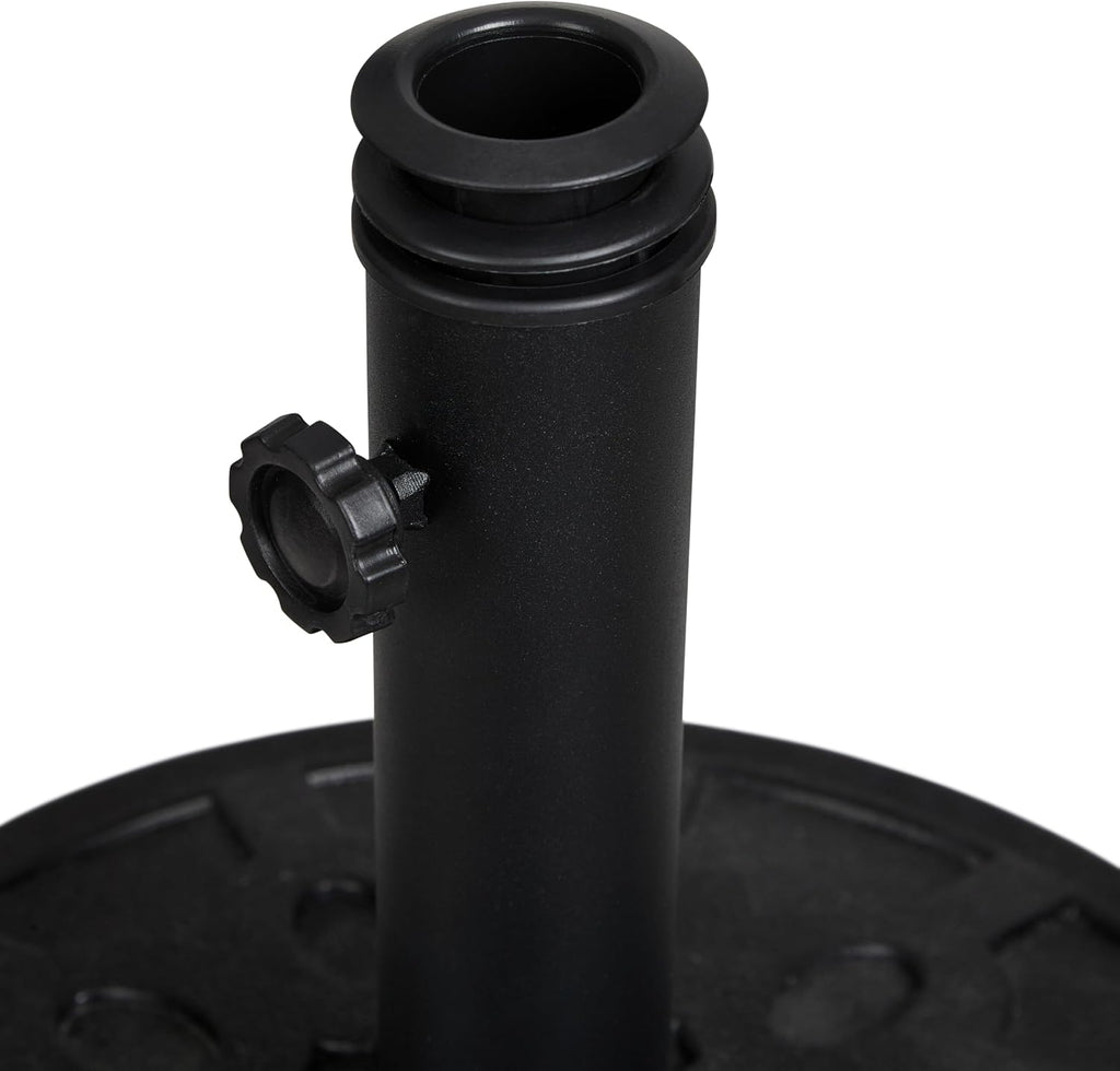 20 lb Round Patio Umbrella Base - Heavy Duty Resin-Coated Calcium Carbonate Stand with Adjustable Pole Adapters Fits