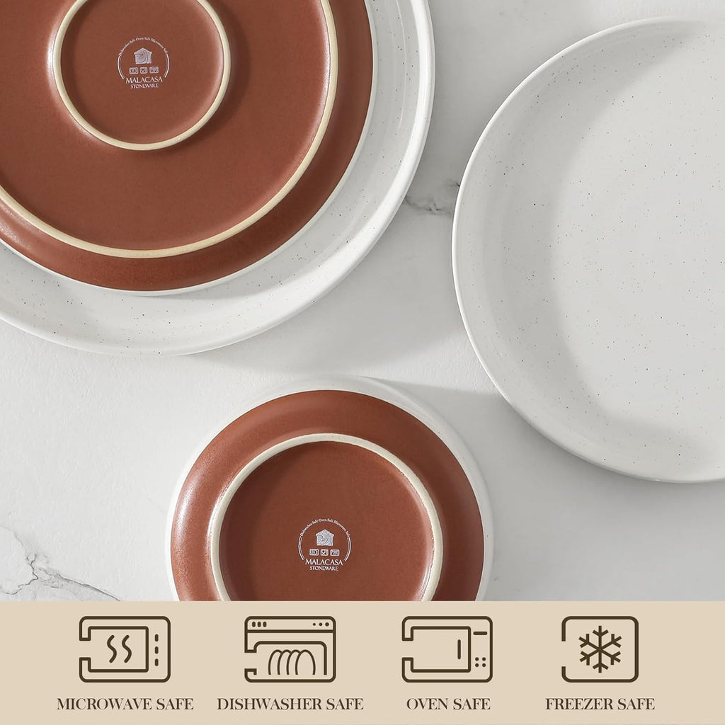 Plates and Bowls Sets, 24 Pieces Modern Ceramic Dinnerware Set for 8 Kitchen Stoneware Dishes Dishware Set Microwave