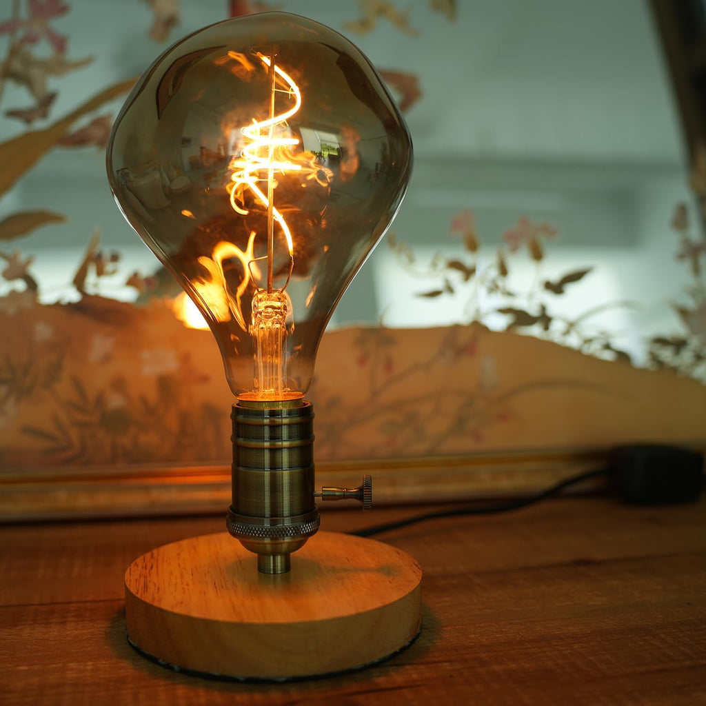 G40 LED Edison Bulb, Smoke Gray Hand-Blown Hard Glass, 4W (25W Incandescent Equivalent), 110-130V, E26, 2000K Warm