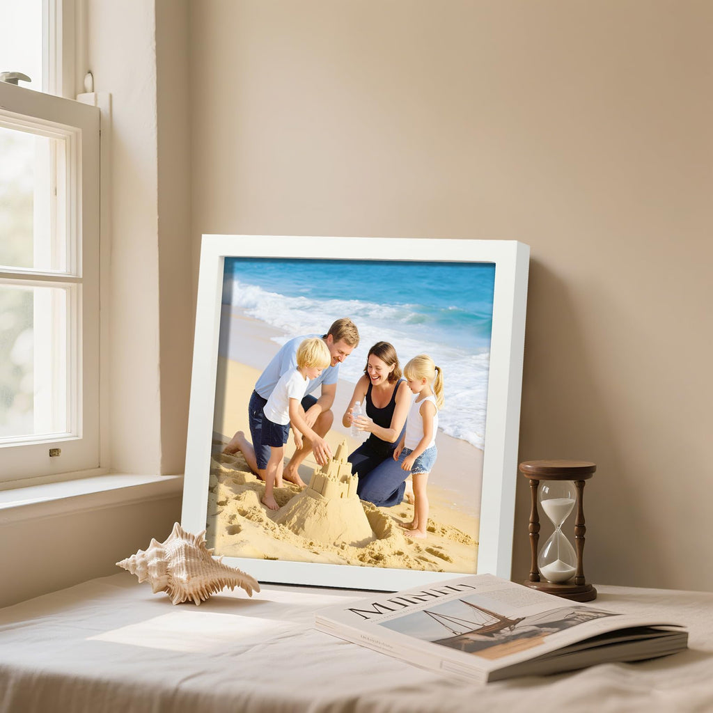 Picture Frames 10x10 2 Pack Made of Solid Wood White for Wall Mounting and Tabletop Display