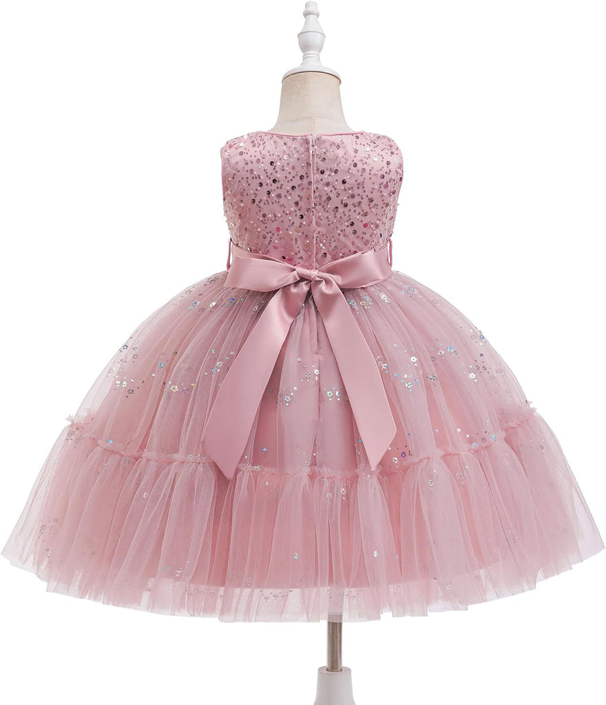 Flower Girls Sequin Dress Formal Kids Tulle Tutu Wedding Princess Prom Pageant Birthday Party Ball Gown