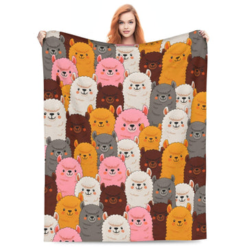 Colorful Alpaca Throw Blanket Decor Gifts for Girls 60"X50"