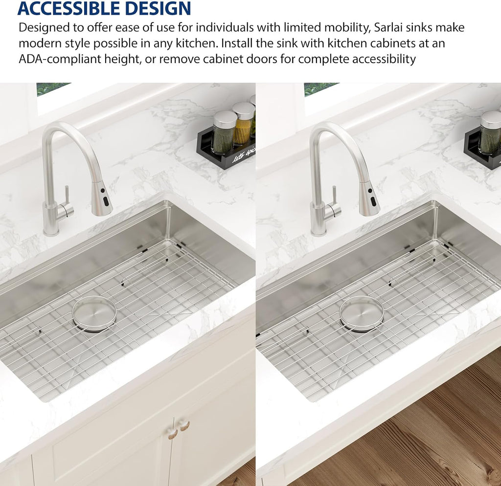 ADA Undermount Kitchen Sink, 32 Inch Undermount Workstation Kitchen Sink 6-Inch Low Depth ADA Compliant Single Bowl