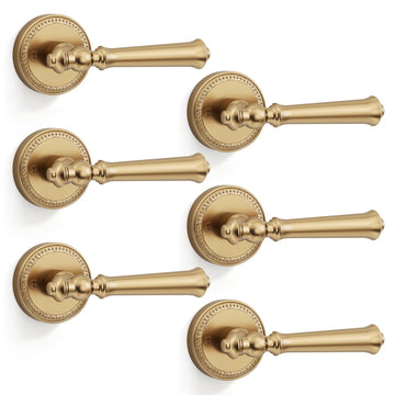 6 Pack Champagne Bronze Passage Door Handles, Door Lever with Door Knobs Indoor, Heavy Duty Champagne Bronze Door
