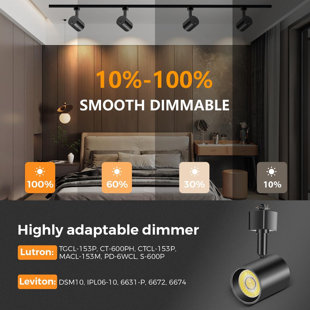 LED Track Lighting Kit with 6.6FT Rails, 10W Black