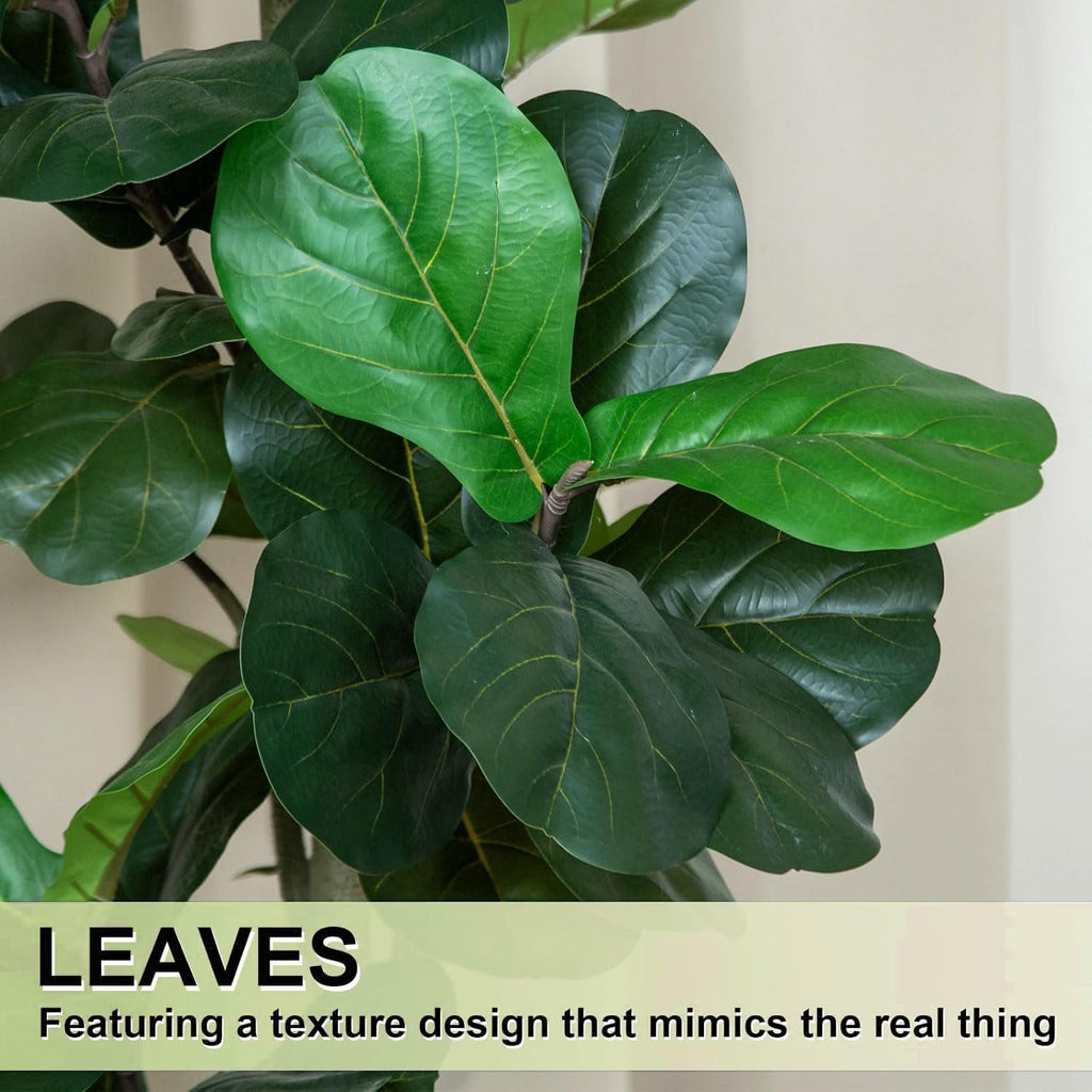 Artificial Fiddle Leaf Fig Tree 6FT Tall Faux Ficus Lyrata Tree with Planter Fig Silk Artificial Floor Plant