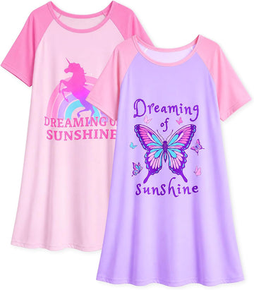 2Pcs Girl Nightgowns Princess Sleep Dress Sleepwear Teens