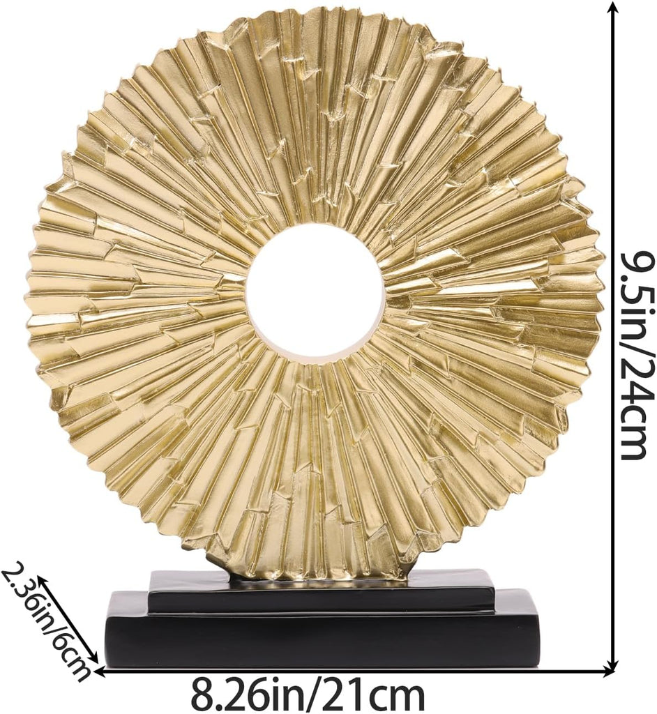 Gold Home Decor Sculpture, Unique Round line Statue, Modern Home Decor, Decorative Panel Statue Gold Decoration TV