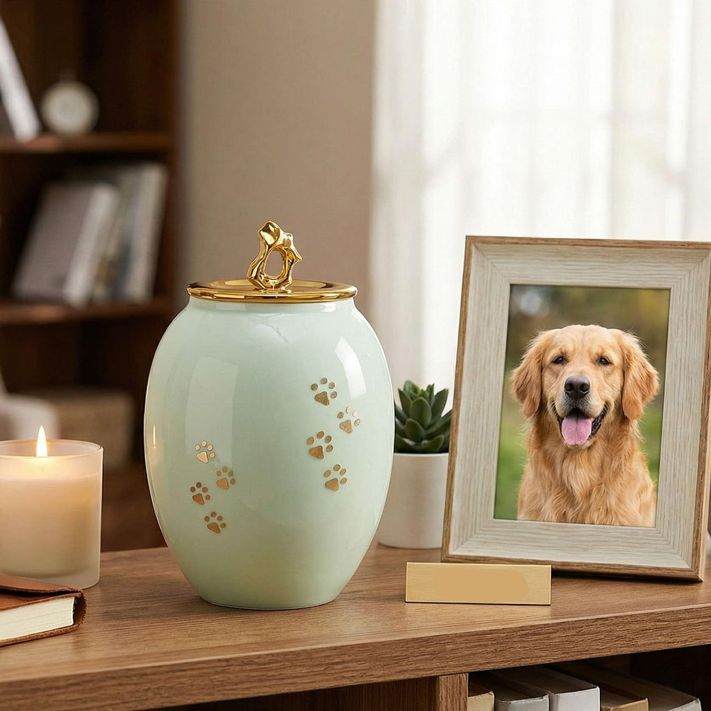 Medium Pet Urns for Dogs Ashes, Ceramics Pet Urn for Cat Ashes