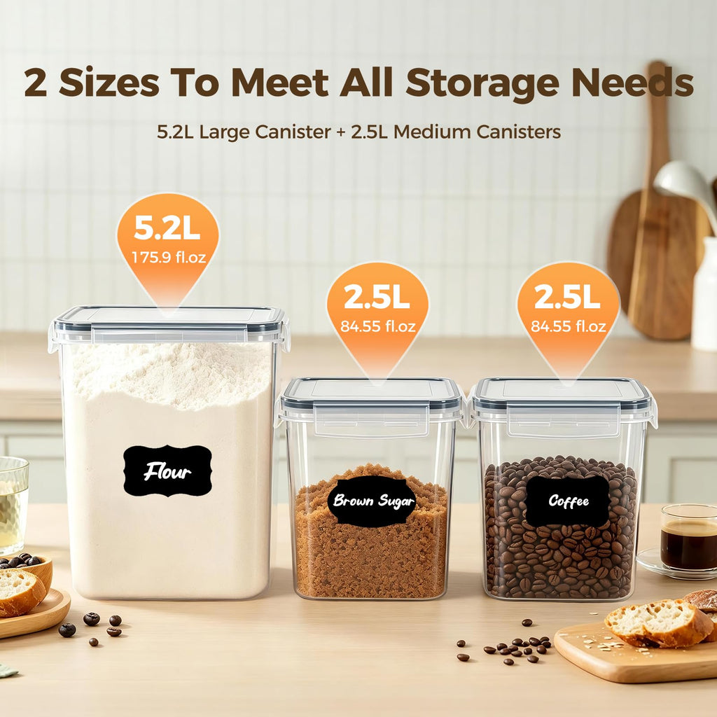 Airtight Food Storage Containers, BPA-Free Stackable Cereal