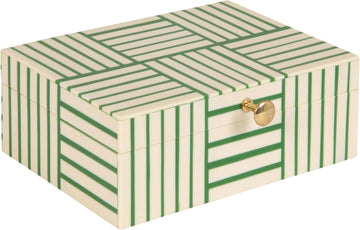 Green & White Striped Resin Storage Box