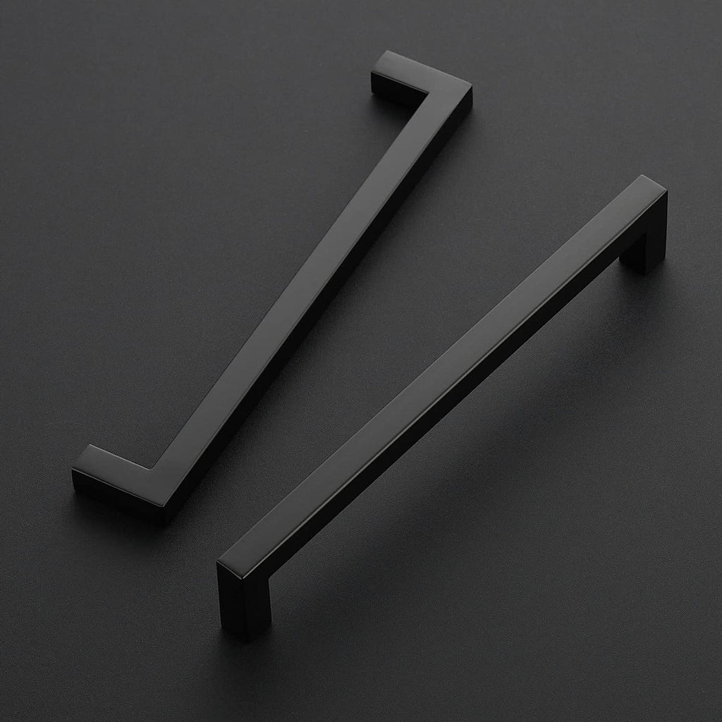 Matte Black Cabinet Handles Square Pulls 8 Inch 14 Pack