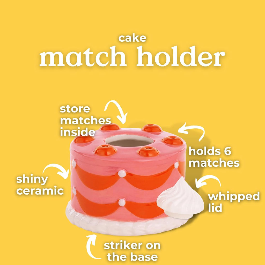 Match Holder with Striker Decor, Pink Cake